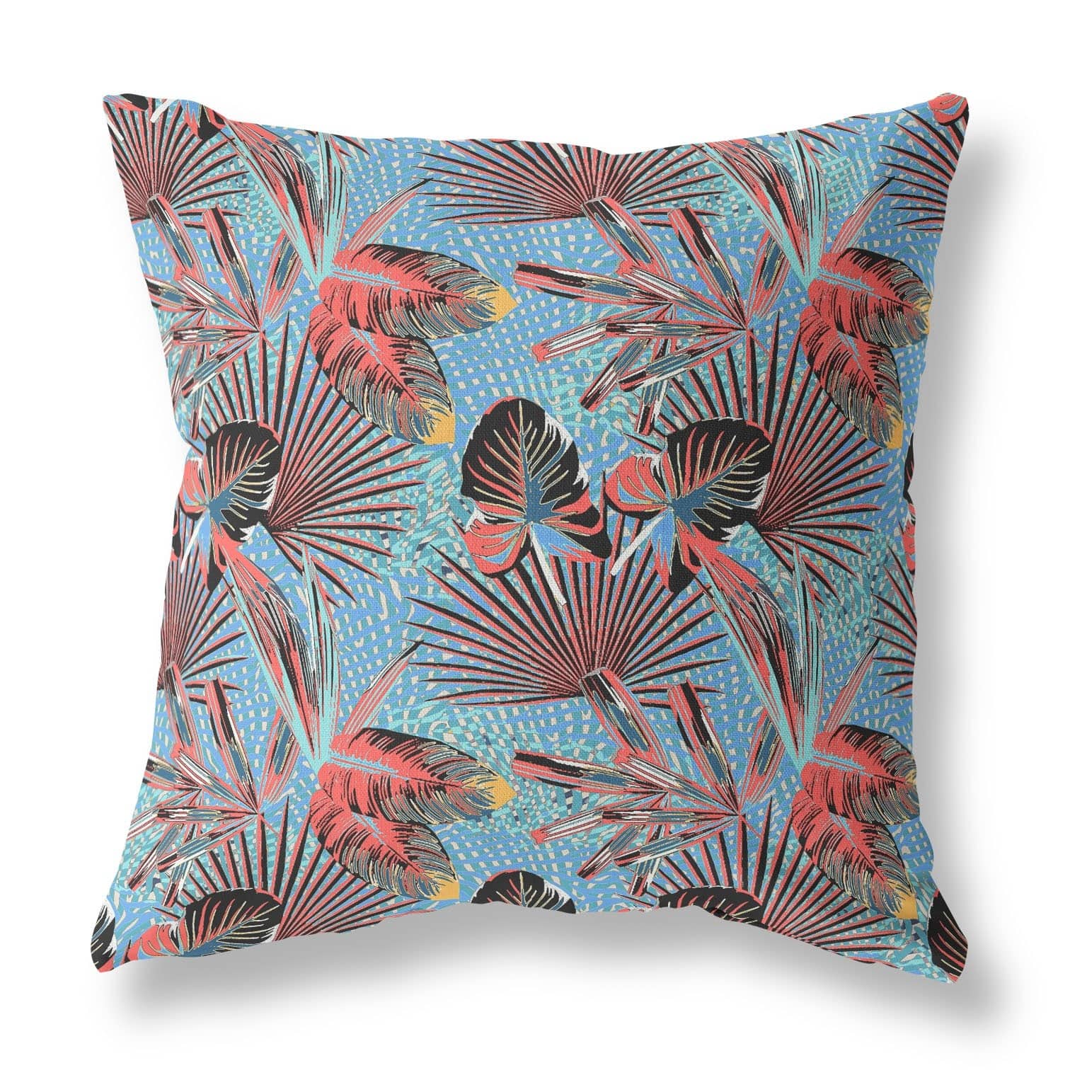 HomeRoots 18" Coral Blue Tropical Indoor Outdoor Throw Pillow 21